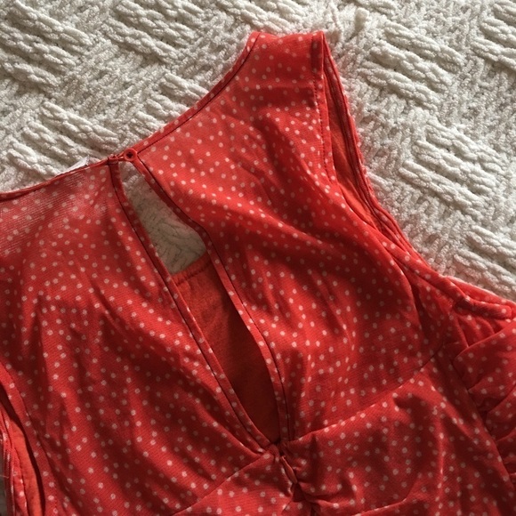 Postmark Retro Swiss Dot Sleeveless Dress Coral M - Picture 9 of 9